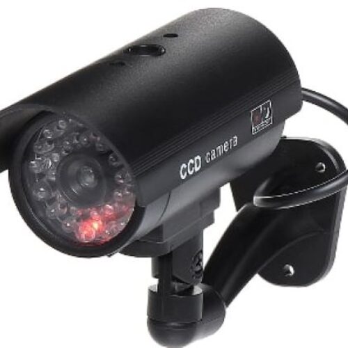 WL4 BDO-LED-B zwarte realistische dummy beveiligingscamera voor buiten met knipperende LED