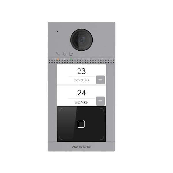 Hikvision DS-KV8213-WME1(C)/SURFACE 2-knops opbouw IP video intercom 2MP WiFi deurbel met PoE, Mifare kaartlezer en alarm