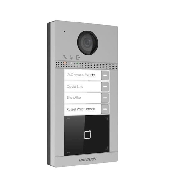 Hikvision DS-KV8413-WME1(C)/FLUSH 4-knops inbouw IP video intercom 2MP WiFi deurbel met PoE, Mifare kaartlezer en alarm