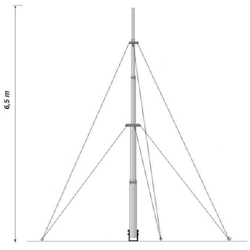 WL4 MT65 Telescopische universele aluminium mast 6,5m met tuikabels voor camera of antenne