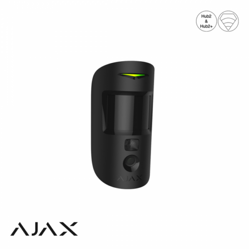 Ajax MotionCam PhOD Zwart Draadloze IR-bewegingsdetector met fotocamera