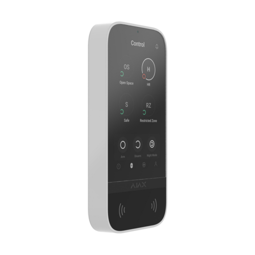 Ajax KeyPad TouchScreen Jeweller Wit met bediening van codepaneel, app, kaartlezer en taglezer