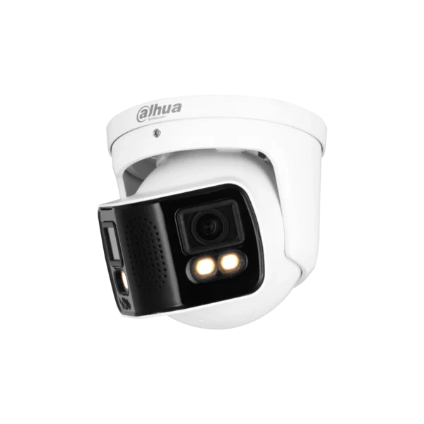 Dahua IPC-PDW5849P-A180-E2-ASTE Full-color 2x 4MP Starlight WizMind buiten 180 graden eyeball camera met 40m IR, dual lens, microfoon, (e)PoE, microSD