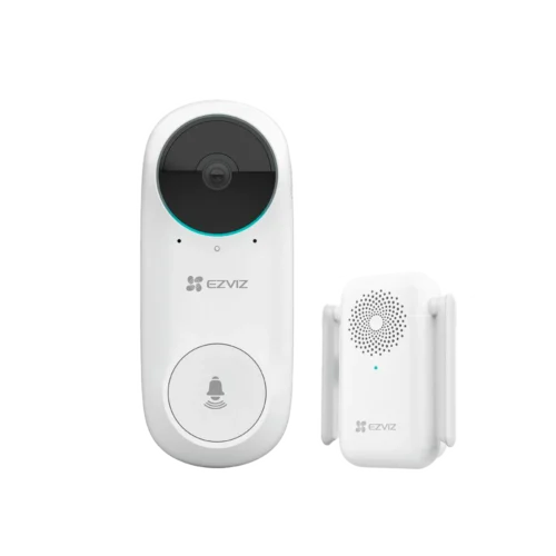 Ezviz CS-DB2C Kit WiFi deurbel met accu, Full HD 2MP, gong speaker, nachtzicht, app en SD-kaart