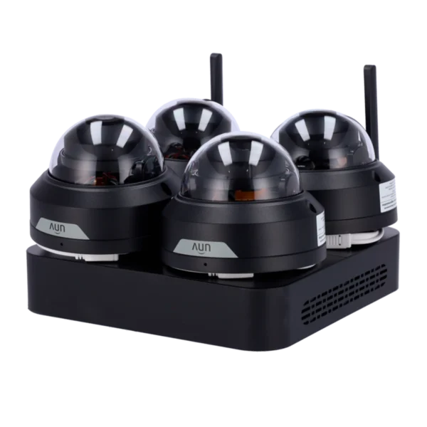 Uniview UV-KIT114-D42W-B bewakingscamera set zwart met 4x 2MP WiFi dome camera's, 4 kanaals WiFi Netwerk Video Recorder en applicatie