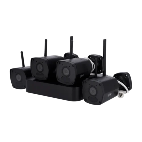 Uniview UV-KIT114-B42W-B bewakingscamera set zwart met 4x 2MP WiFi bullet camera’s, 4 kanaals WiFi Netwerk Video Recorder en applicatie