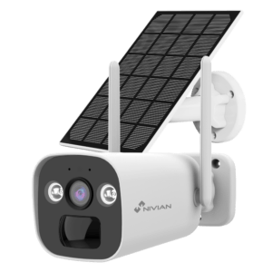 Nivian NV-CAM01-SOLAR4G Full HD 3MP 4G bullet camera voor buiten met accu, IR nachtzicht, wit licht, microSD en 2-weg audio en gratis applicatie