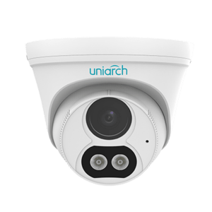 Uniarch IPC-T213-APF28W Full HD 3MP buiten turret camera met 2.8 mm lens, dual light, 30m Smart IR, WDR, PoE, ingebouwde microfoon en gratis applicatie