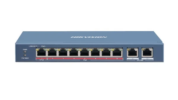 Hikvision DS-3E0310HP-E Pro-serie 8 poort Fast Ethernet Smart unmanaged POE switch met 1x Hi-PoE en 2x RJ45