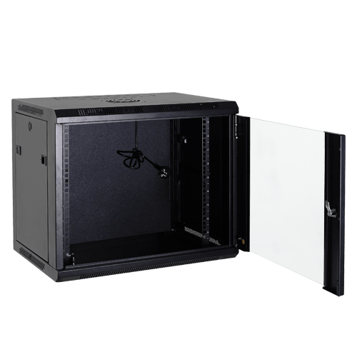 WL4 SR9U-B-600 Server wandkast 9U 19″ met ventilator, voeding, deur met gehard glas en slot