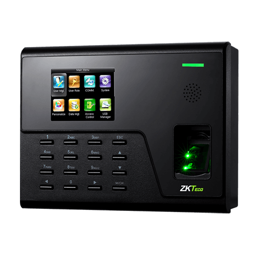 ZKTeco UA760 stand alone IP tijdregistratie terminal met Mifare acces control via vingerafdruk, pas, pin, Wi-Fi en web toegang