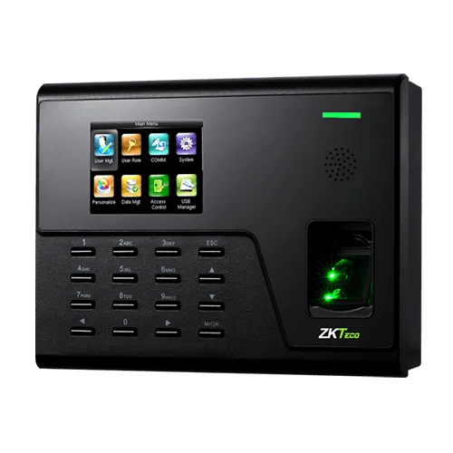 ZKTeco UA760 stand alone IP tijdregistratie terminal met Mifare acces control via vingerafdruk, pas, pin, Wi-Fi en web toegang